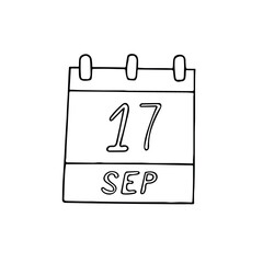 calendar hand drawn in doodle style. September 17. Constitution and Citizenship Day, date. icon, sticker, element, design. planning, business holiday
