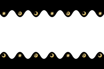 波模様フレーム　長方形　アンティークな月と星A