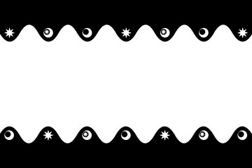 波模様フレーム　長方形　アンティークな月と星B