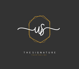 Obraz premium U S US Initial letter handwriting and signature logo. A concept handwriting initial logo with template element.