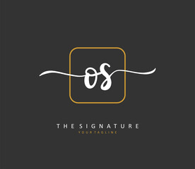 O S OS Initial letter handwriting and signature logo. A concept handwriting initial logo with template element.