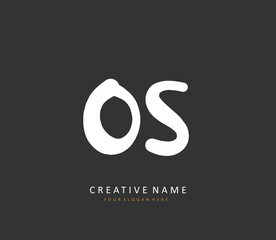 O S OS Initial letter handwriting and signature logo. A concept handwriting initial logo with template element.