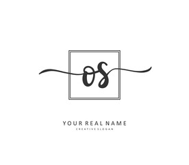 O S OS Initial letter handwriting and signature logo. A concept handwriting initial logo with template element.