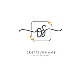 O S OS Initial letter handwriting and signature logo. A concept handwriting initial logo with template element.