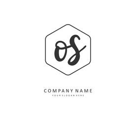 O S OS Initial letter handwriting and signature logo. A concept handwriting initial logo with template element.