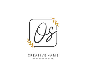 O S OS Initial letter handwriting and signature logo. A concept handwriting initial logo with template element.