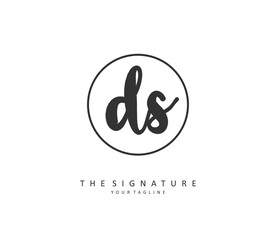 D S DS Initial letter handwriting and signature logo. A concept handwriting initial logo with template element.