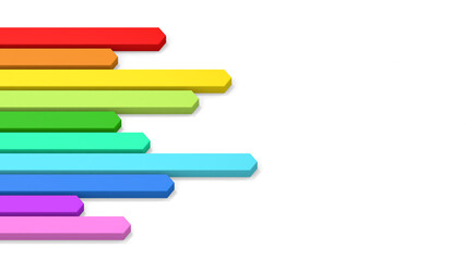 10 different colors. 10 parts. Colorful colors. isometric. A three-dimensional object.