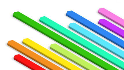 10 different colors. 10 parts. Colorful colors. isometric. A three-dimensional object.