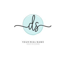 D S DS Initial letter handwriting and signature logo. A concept handwriting initial logo with template element.
