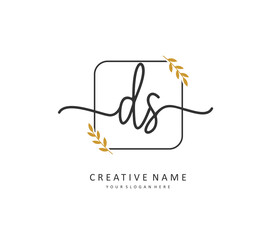 D S DS Initial letter handwriting and signature logo. A concept handwriting initial logo with template element.