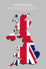 Map The United Kingdom and flag, UK, Britain