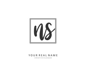 N S NS Initial letter handwriting and signature logo. A concept handwriting initial logo with template element.