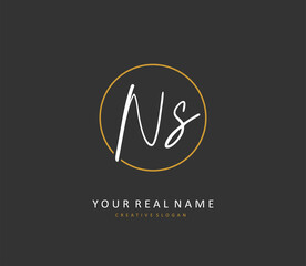 N S NS Initial letter handwriting and signature logo. A concept handwriting initial logo with template element.