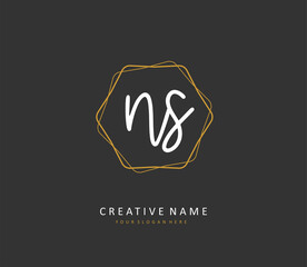 N S NS Initial letter handwriting and signature logo. A concept handwriting initial logo with template element.