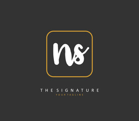 N S NS Initial letter handwriting and signature logo. A concept handwriting initial logo with template element.