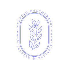 Vector botanical logo design templates in trendy line art minimal style. Emblem or frame symbols for cosmetics, wedding, skincare and natural products.