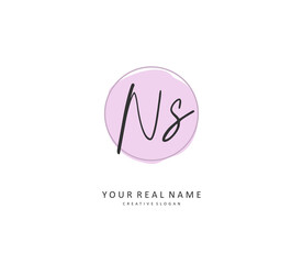 N S NS Initial letter handwriting and signature logo. A concept handwriting initial logo with template element.