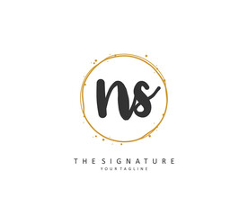 N S NS Initial letter handwriting and signature logo. A concept handwriting initial logo with template element.