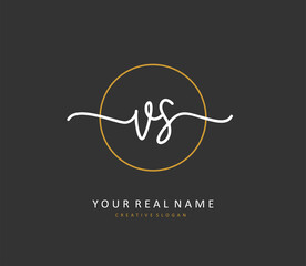 Fototapeta premium V S VS Initial letter handwriting and signature logo. A concept handwriting initial logo with template element.