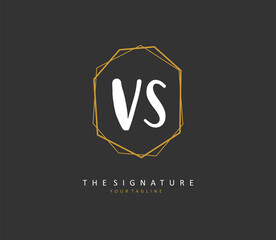 V S VS Initial letter handwriting and signature logo. A concept handwriting initial logo with template element.