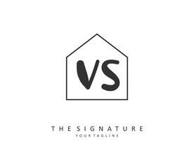 V S VS Initial letter handwriting and signature logo. A concept handwriting initial logo with template element.