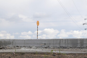 expansion joint construction of a cement road. washed concrete technology