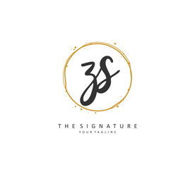 Z S ZS Initial letter handwriting and signature logo. A concept handwriting initial logo with template element.
