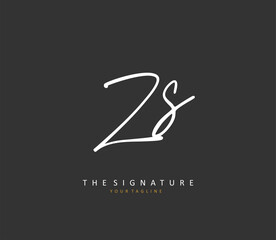 Z S ZS Initial letter handwriting and signature logo. A concept handwriting initial logo with template element.