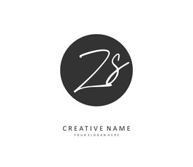 Z S ZS Initial letter handwriting and signature logo. A concept handwriting initial logo with template element.