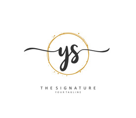 Y S YS Initial letter handwriting and signature logo. A concept handwriting initial logo with template element.