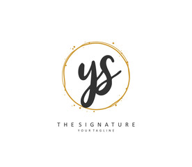 Y S YS Initial letter handwriting and signature logo. A concept handwriting initial logo with template element.