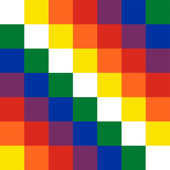 Fototapeta na wymiar Wiphala flag bolivia square tile rainbow geometric shape colorful