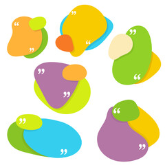 Vector set of quote frames. Banner with commas for sayings, citation memo, dialogues, ideas, remark. Quotation Mark Speech Bubble.