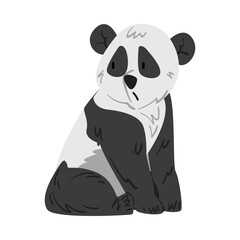 Cute Adorable Panda Bear, Funny Wild Animal Cartoon Style Vector Illustration on White Background