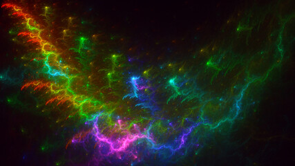 3D rendering abstract multicolor fractal light background