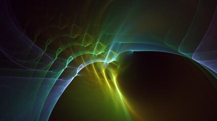 3D rendering abstract multicolor fractal light background