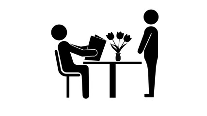 waiter, write order, man in restaurant icon.