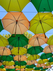 Fototapeta na wymiar colorful umbrellas in the rain