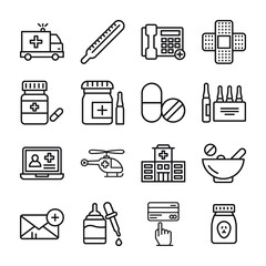 Pharmaceutical Vector Icons Set 