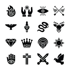 Tattoo solid icons set