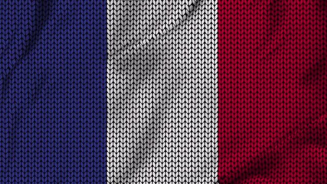 French waving flag in knitting background for the winter season