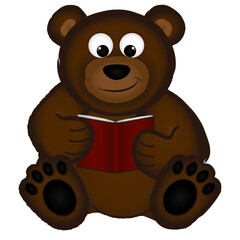 teddy bear reading a book