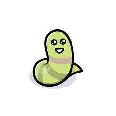Cute worm caterpillar animal mascot logo design illustration