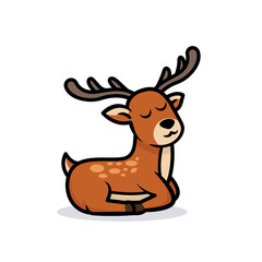 Cute deer animal mascot logo design illustration