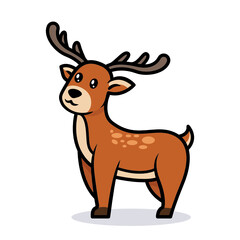 Cute deer animal mascot logo design illustration