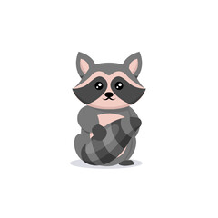 Cute raccoon animal mascot design illustration