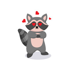 Cute raccoon animal mascot design illustration