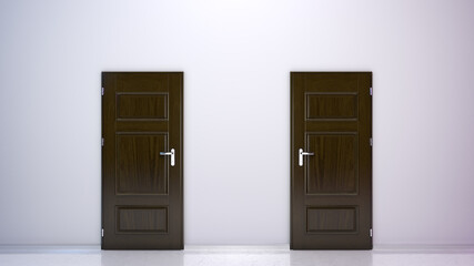 Two closed wooden doors