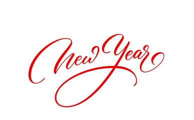 New Year text. Holiday calligraphic inscription. New Year handwritten lettering.